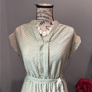 Monteau Light Green Polka Dot Midi Dress